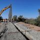 A portion of the Pentagon-funded border wall being installed along the Colorado River in Yuma, Arizona.